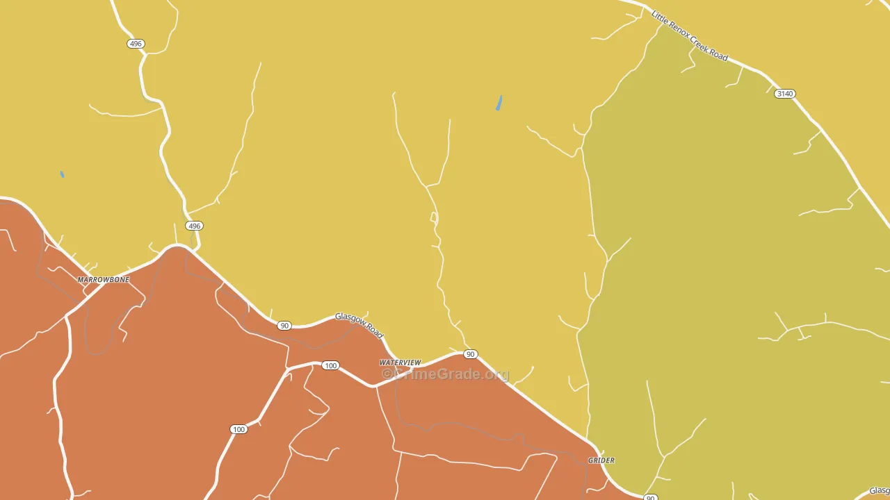 Waterview, KY Map of Burglary Rates