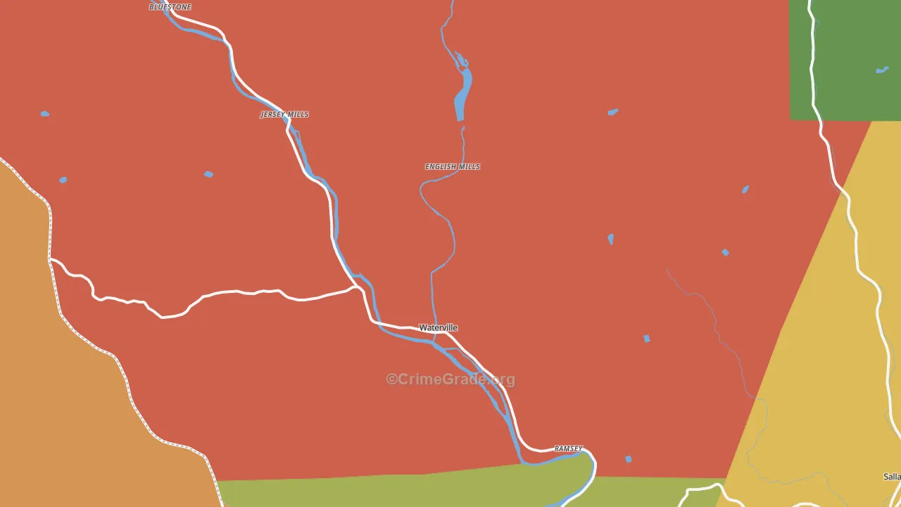 Waterville, PA Map of Burglary Rates