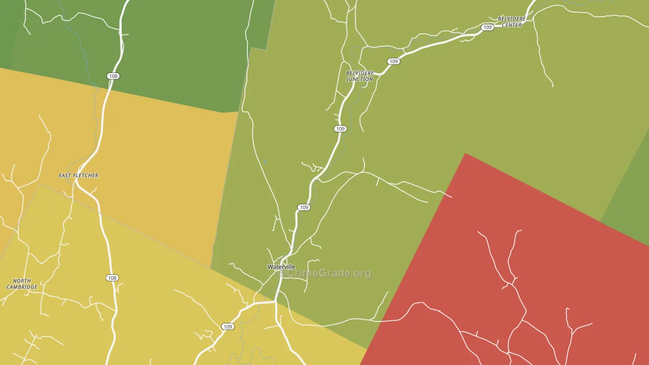 Waterville, VT Map of Burglary Rates