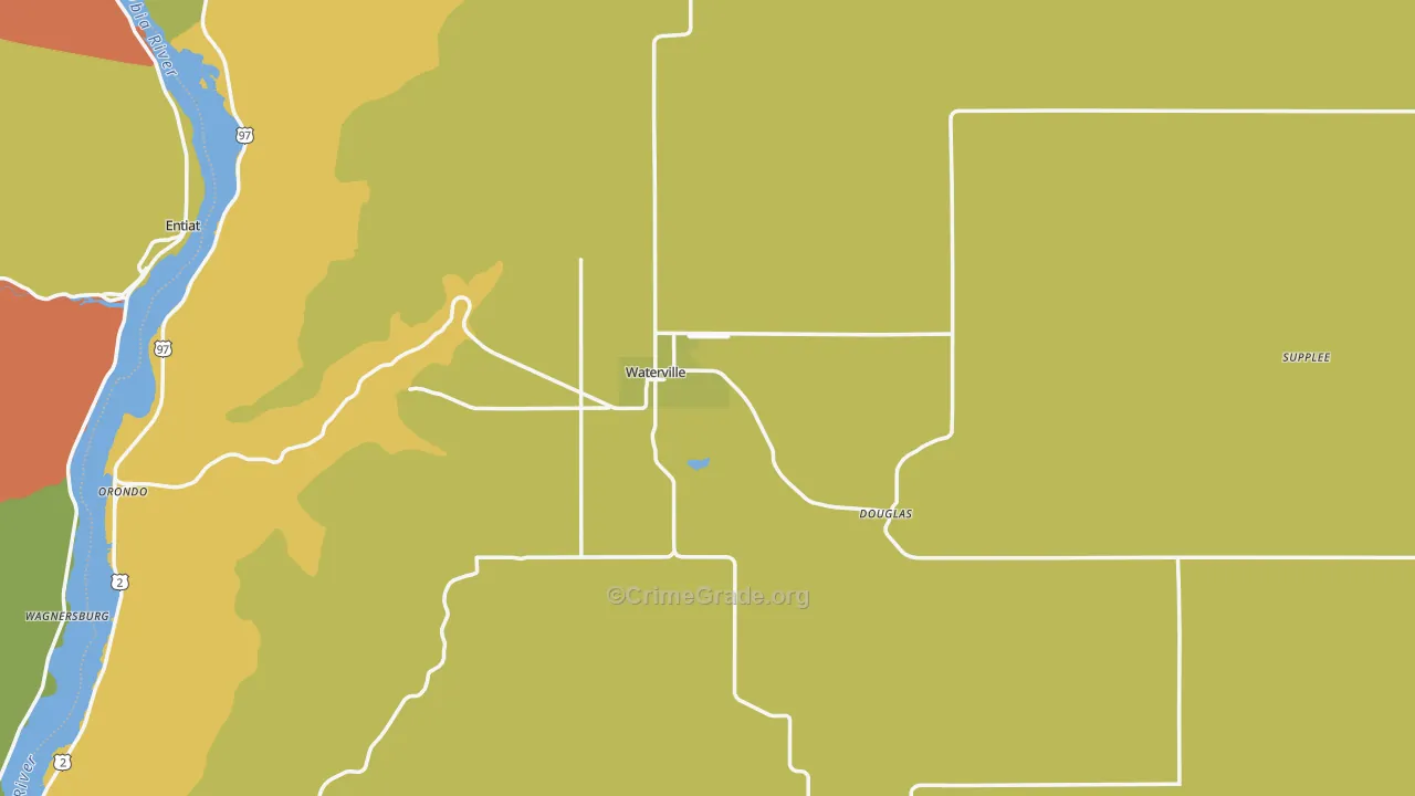 Waterville, WA Map of Burglary Rates