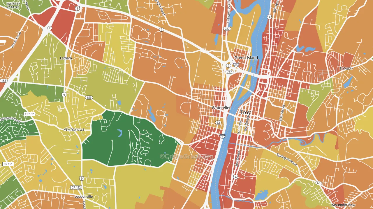 Watervliet, NY Map of Burglary Rates