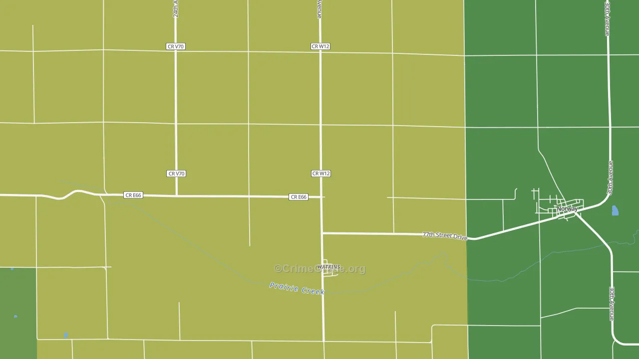 Watkins, IA Map of Burglary Rates