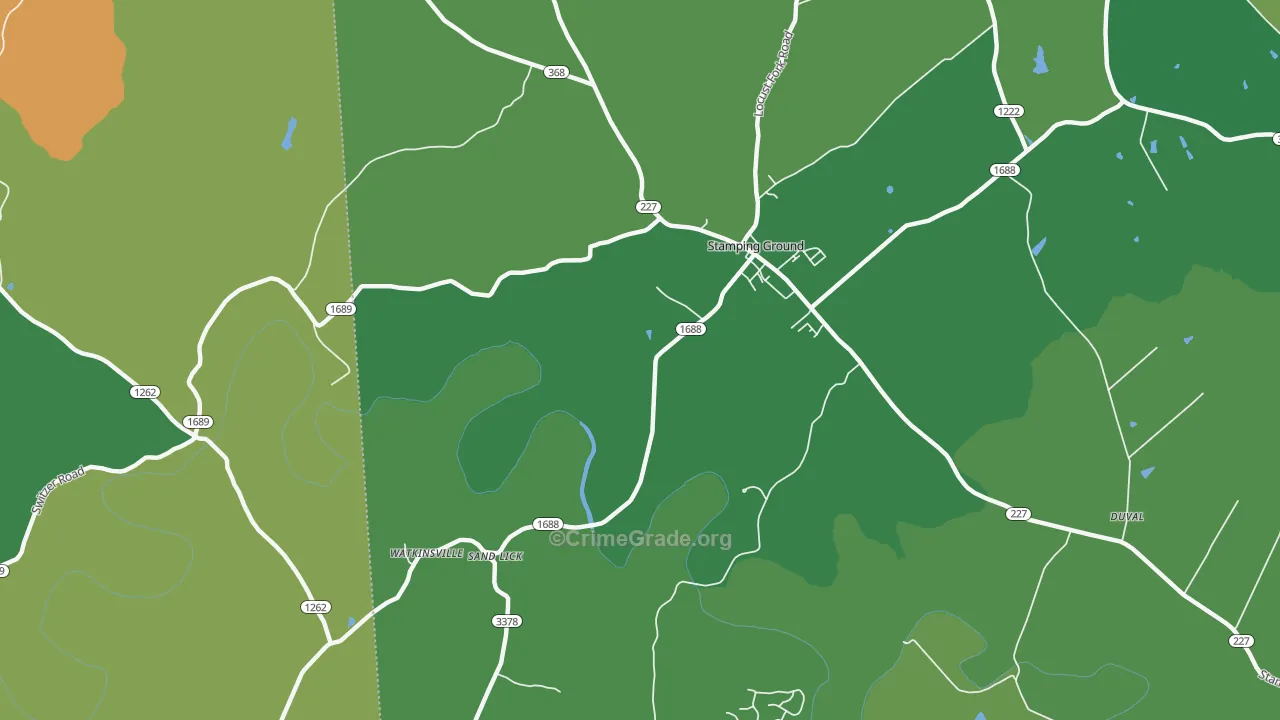 Watkinsville, KY Map of Burglary Rates