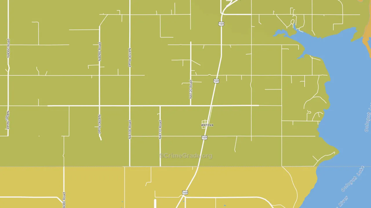 Watova, OK Map of Burglary Rates