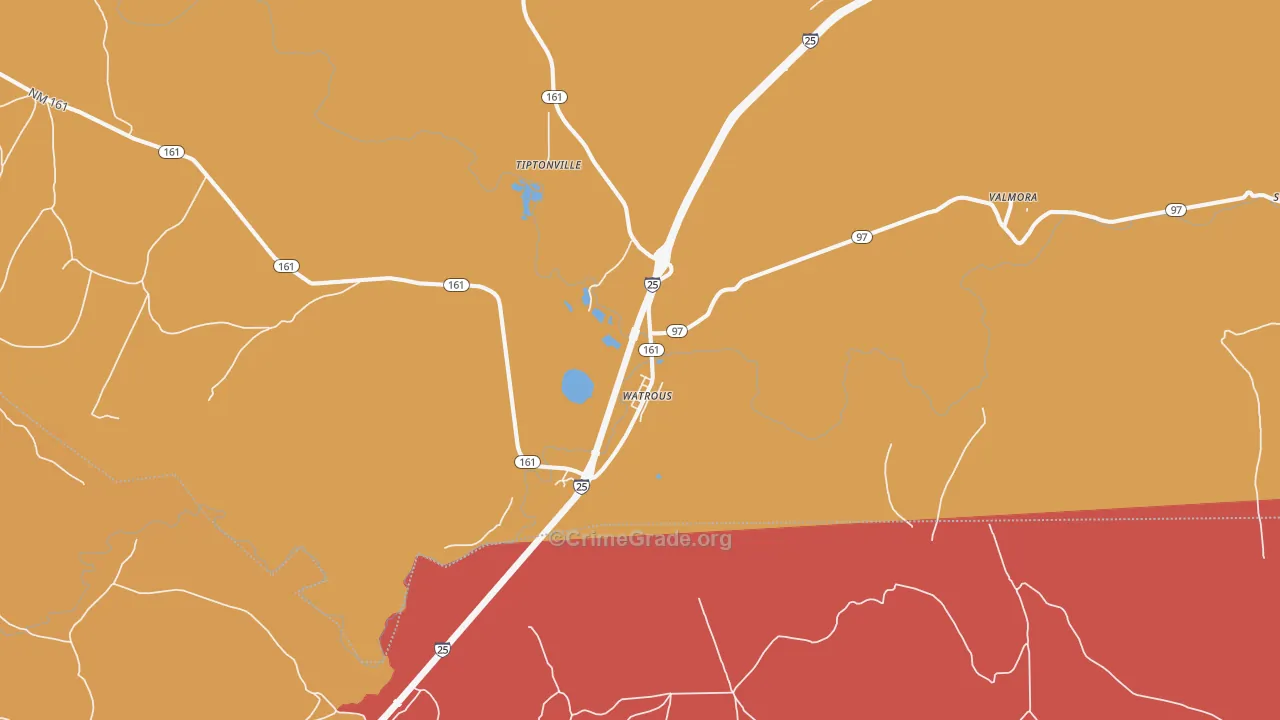 Watrous, NM Map of Burglary Rates