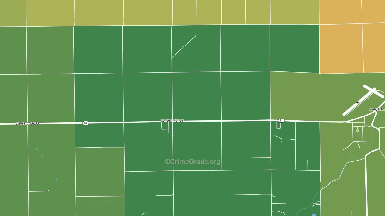 Watrousville, MI Map of Burglary Rates