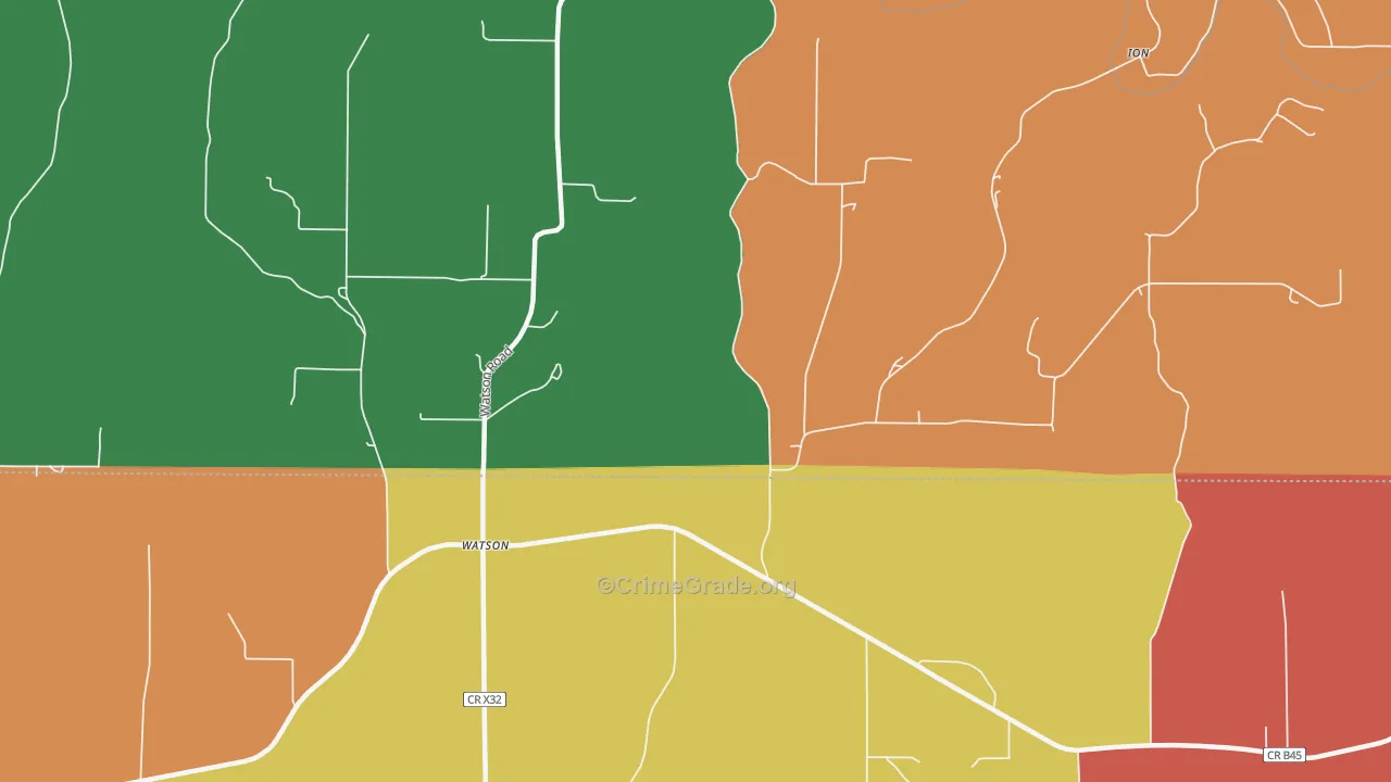 Watson, IA Map of Burglary Rates