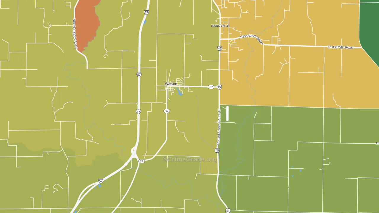 Watson, IL Map of Burglary Rates