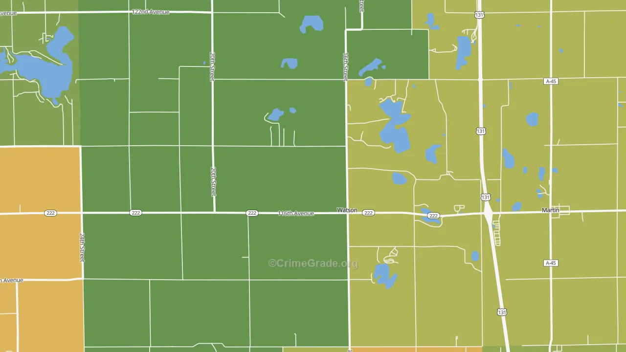 Watson, MI Map of Burglary Rates