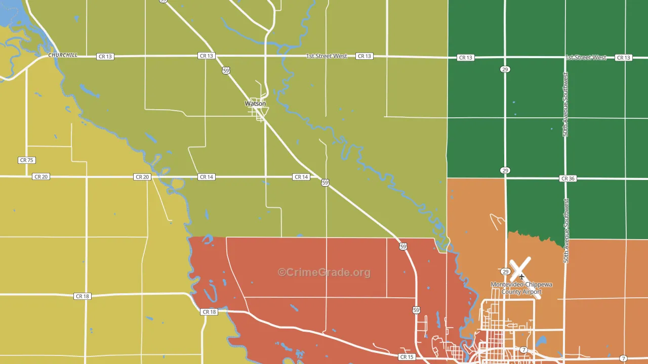 Watson, MN Map of Burglary Rates