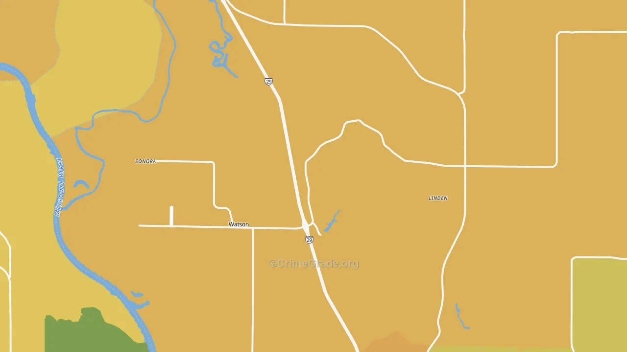 Watson, MO Map of Burglary Rates