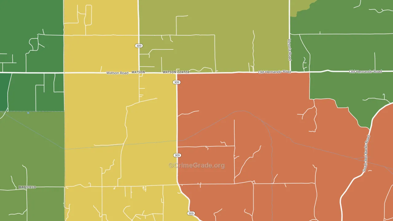 Watson, MS Map of Burglary Rates