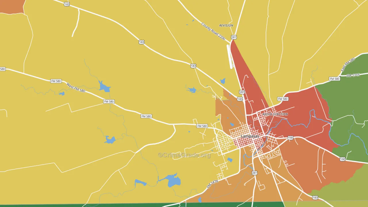 Watson, TX Map of Burglary Rates