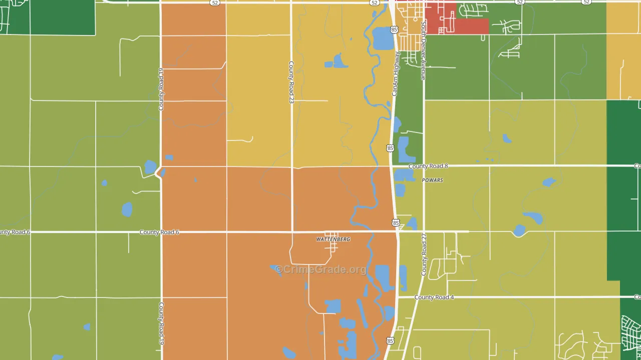 Wattenberg, CO Map of Burglary Rates