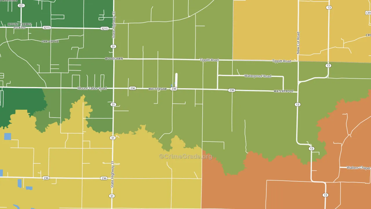 Wattensaw, AR Map of Burglary Rates