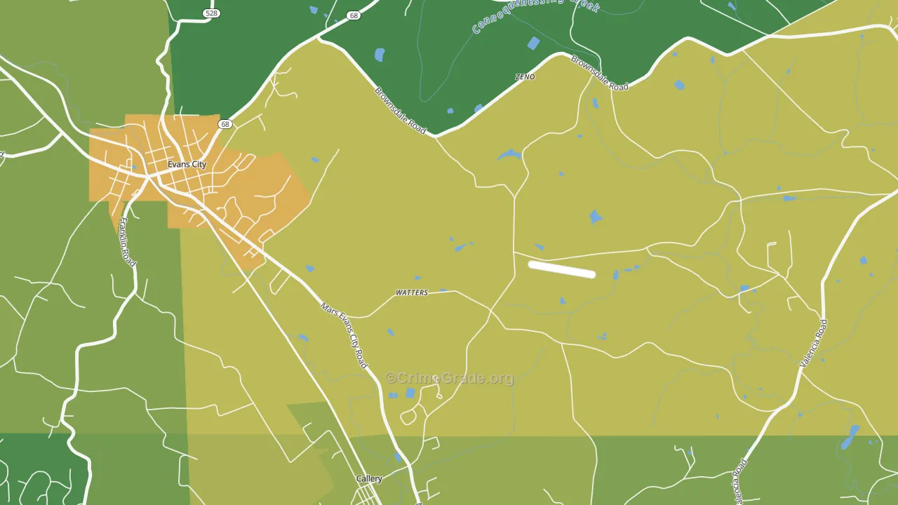 Watters, PA Map of Burglary Rates