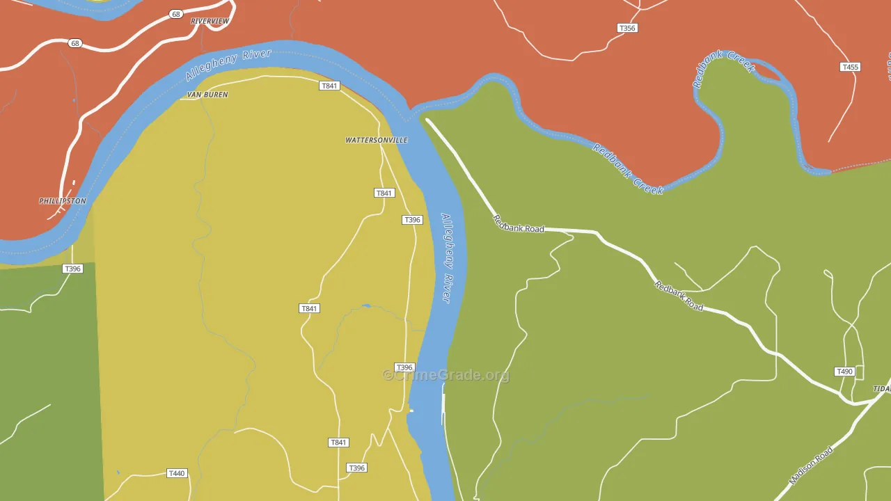 Wattersonville, PA Map of Burglary Rates