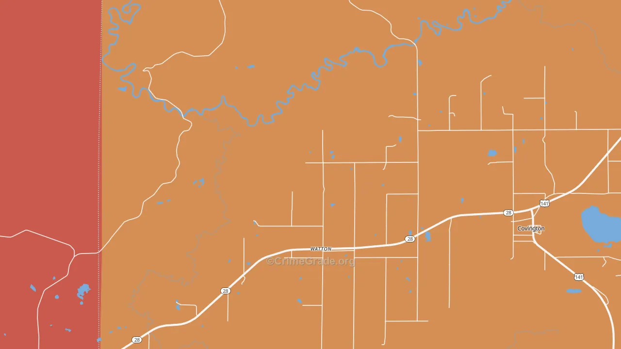 Watton, MI Map of Burglary Rates