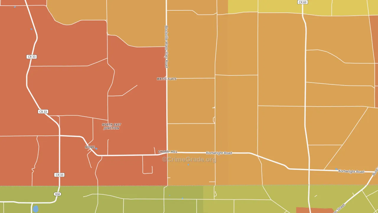 Watts Flats, NY Map of Burglary Rates