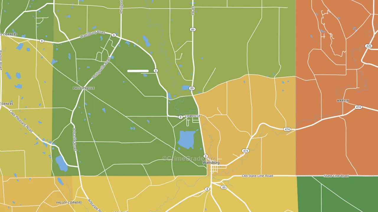 Wattsburg, PA Map of Burglary Rates