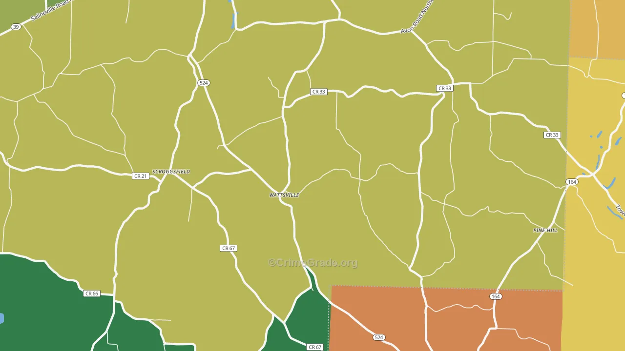 Wattsville, OH Map of Burglary Rates