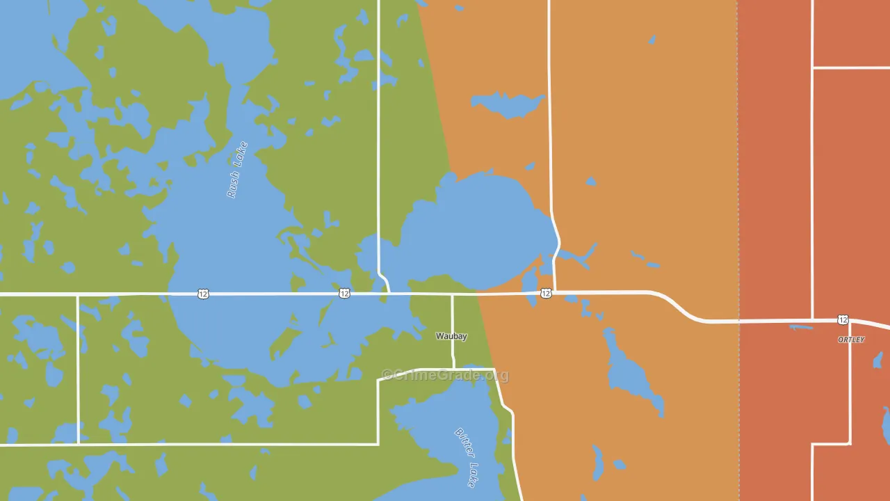 Waubay, SD Map of Burglary Rates