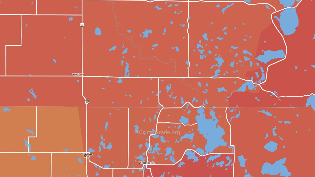 Waubun, MN Map of Burglary Rates