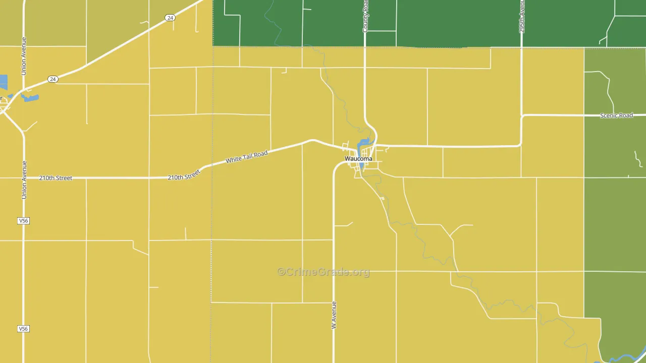 Waucoma, IA Map of Burglary Rates