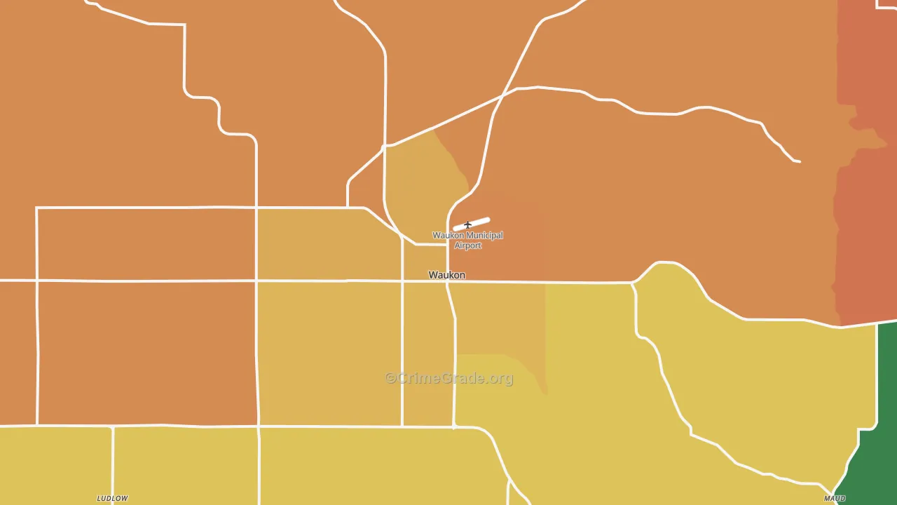 Waukon, IA Map of Burglary Rates