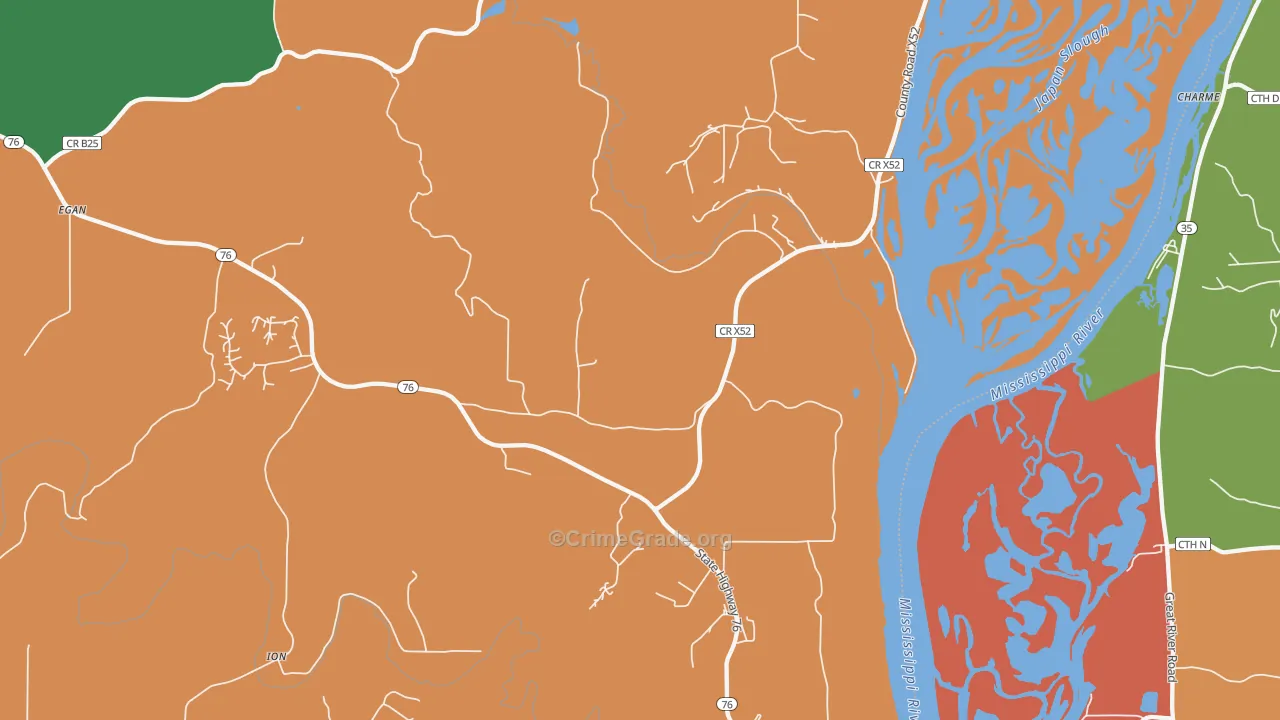 Waukon Junction, IA Map of Burglary Rates