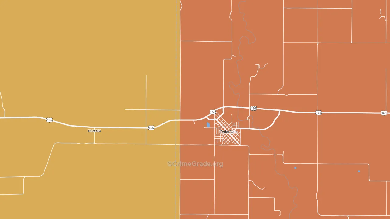 Wauneta, KS Map of Burglary Rates