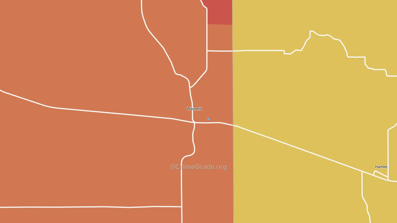 Wauneta, NE Map of Burglary Rates