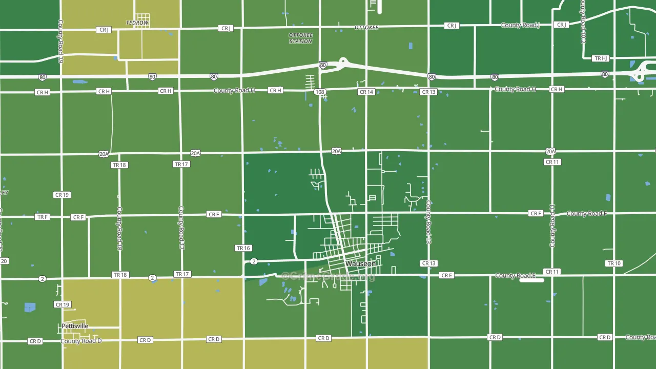 Wauseon, OH Map of Burglary Rates
