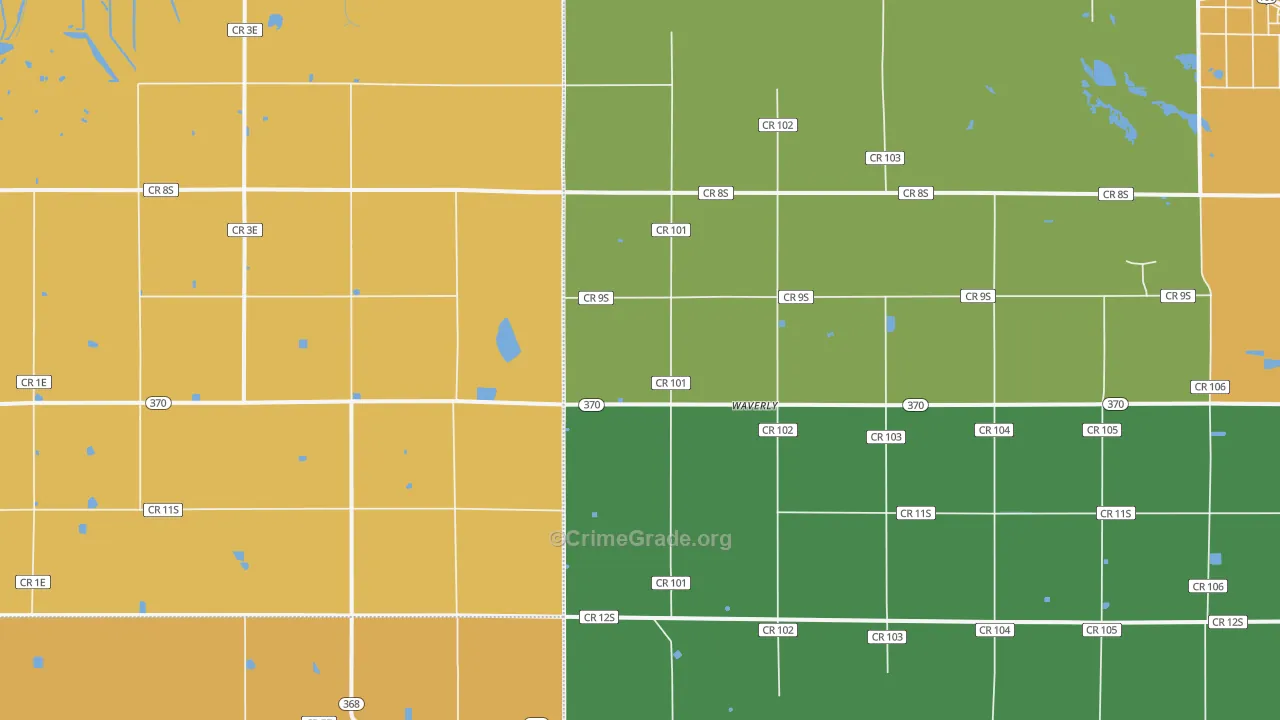 Waverly, CO Map of Burglary Rates