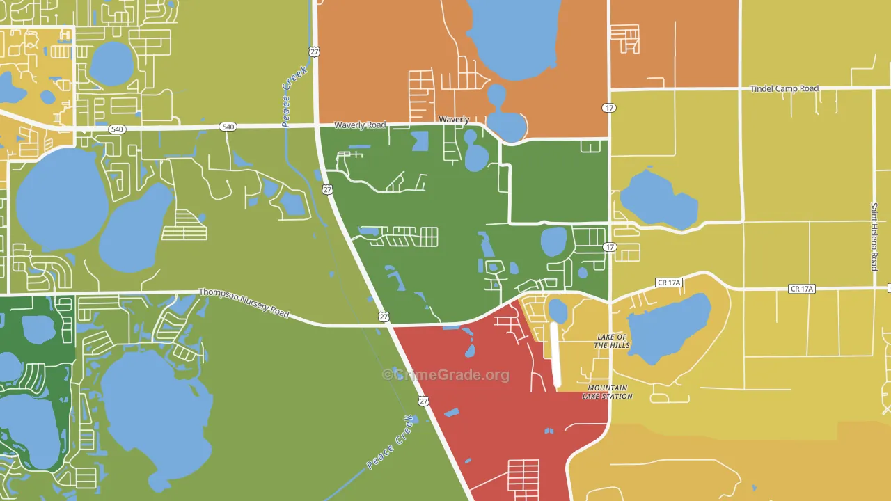 Waverly, FL Map of Burglary Rates