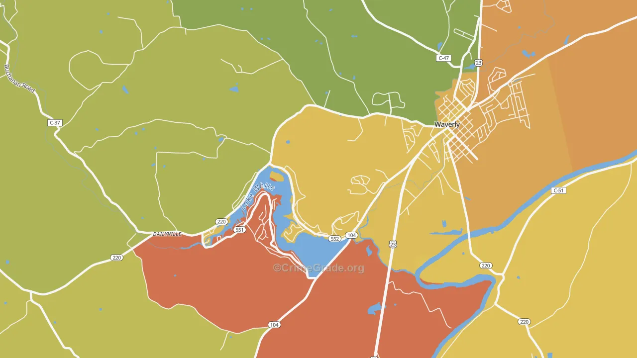 Waverly Gables, OH Map of Burglary Rates