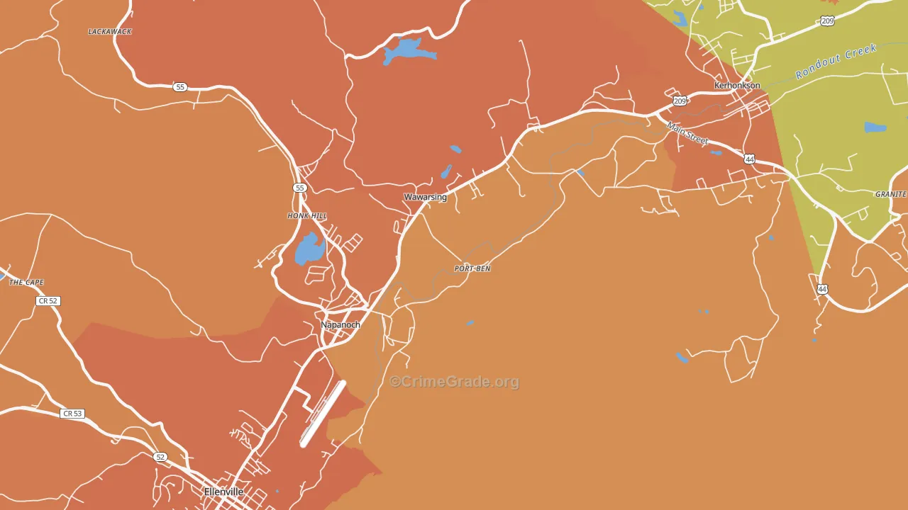 Wawarsing, NY Map of Burglary Rates
