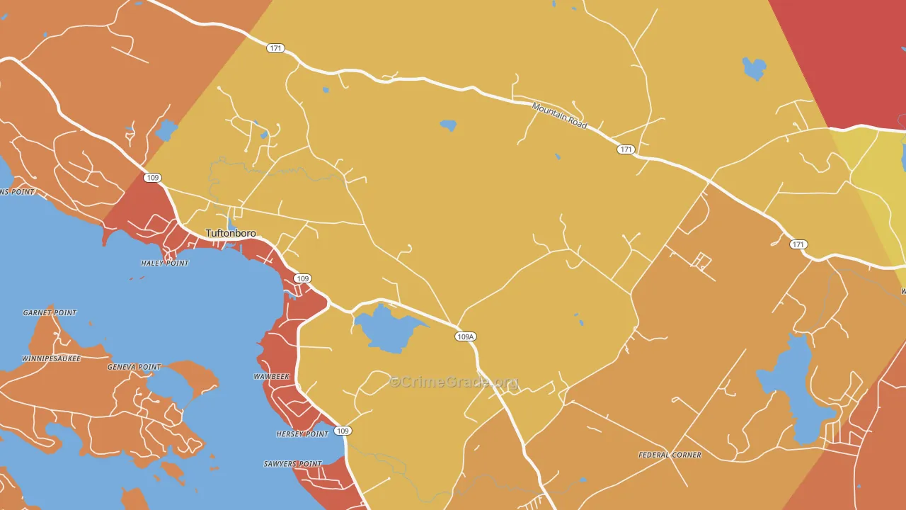 Wawbeek, NH Map of Burglary Rates