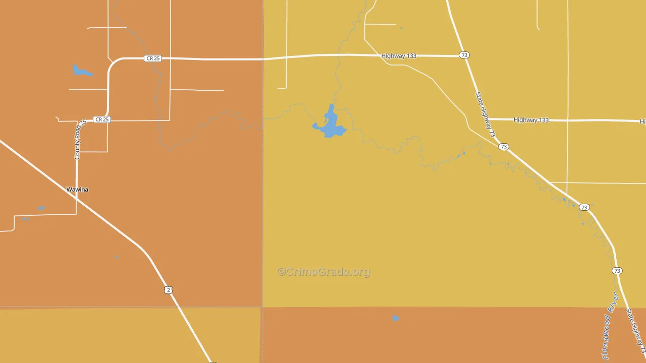 Wawina, MN Map of Burglary Rates