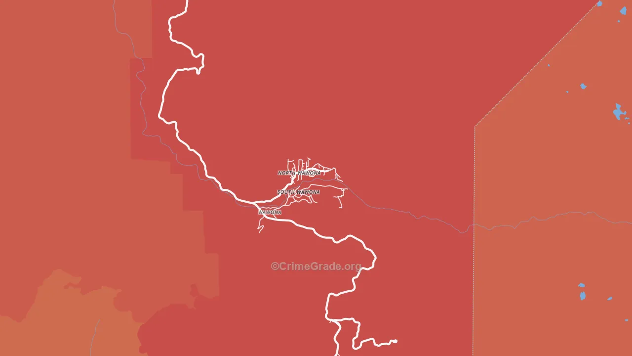 Wawona, CA Map of Burglary Rates