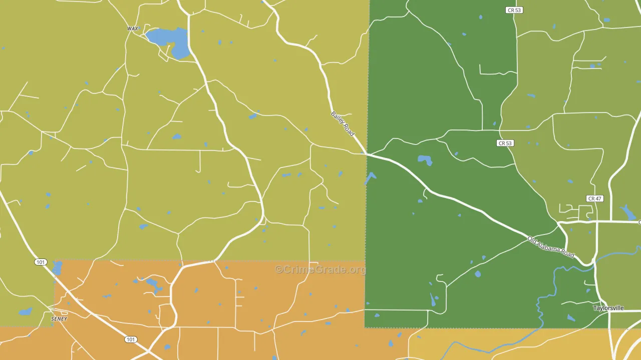 Wax, GA Map of Burglary Rates