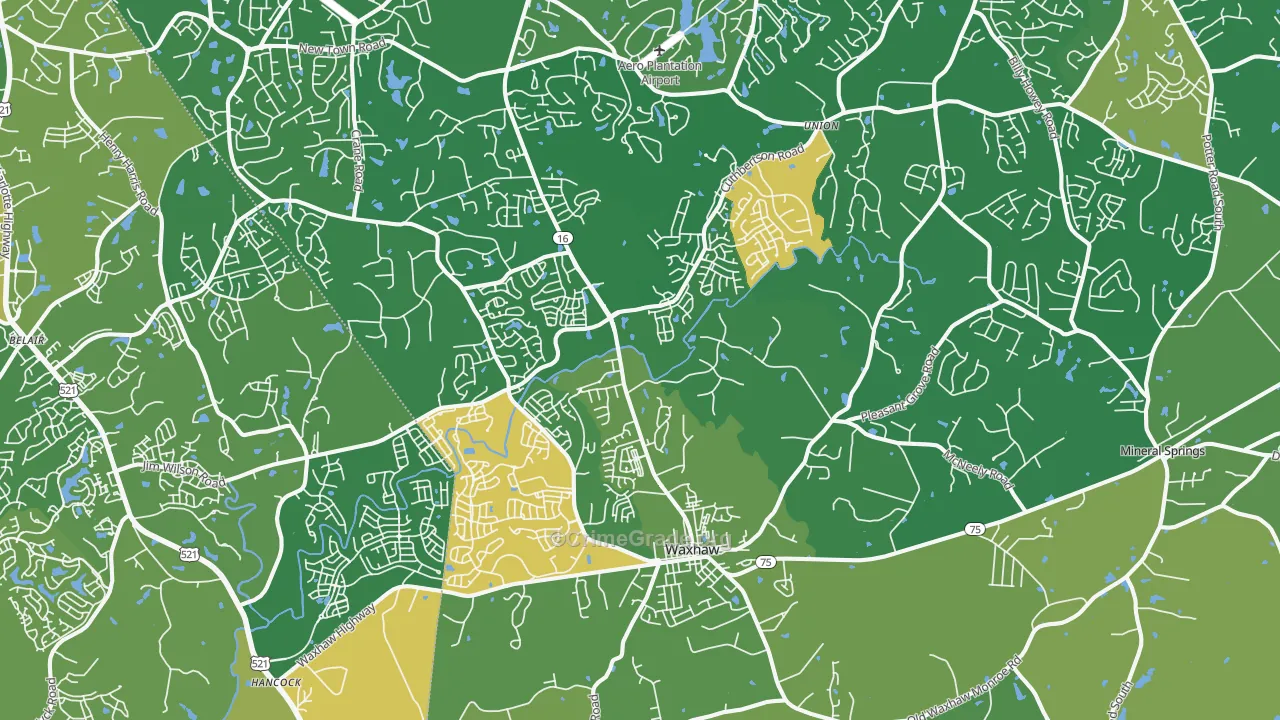 Waxhaw, NC Map of Burglary Rates