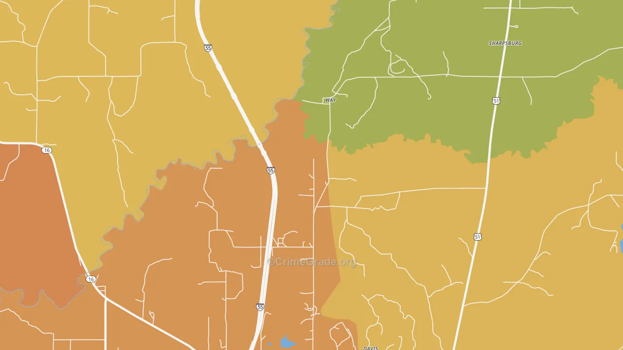 Way, MS Map of Burglary Rates