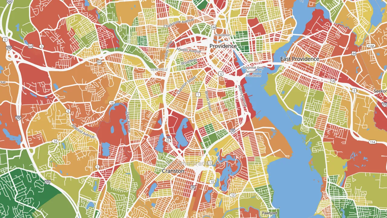Wayland, Providence, RI Map of Burglary Rates