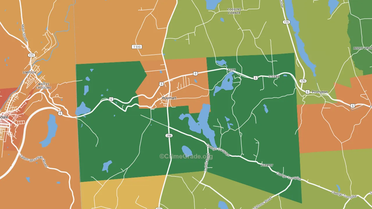 Waymart, PA Map of Burglary Rates