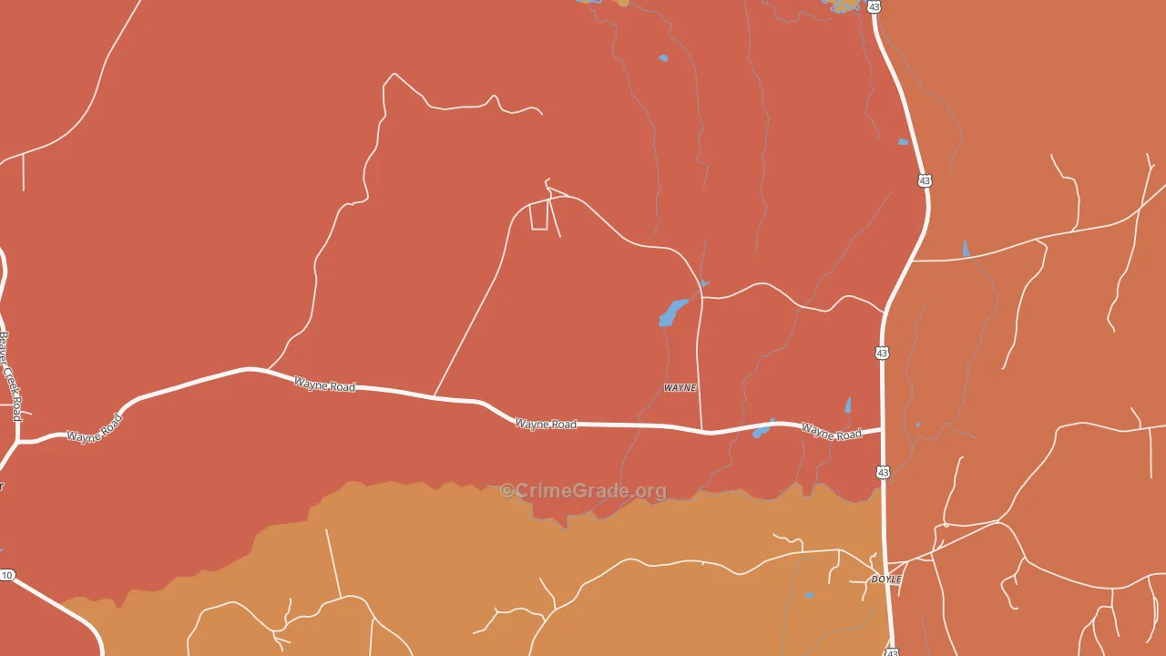 Wayne, AL Map of Burglary Rates