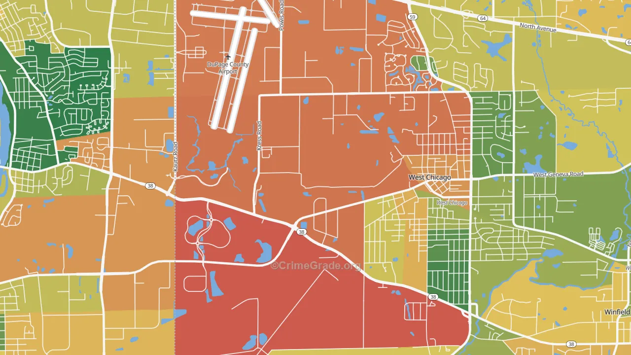 Wayne Center, IL Map of Burglary Rates