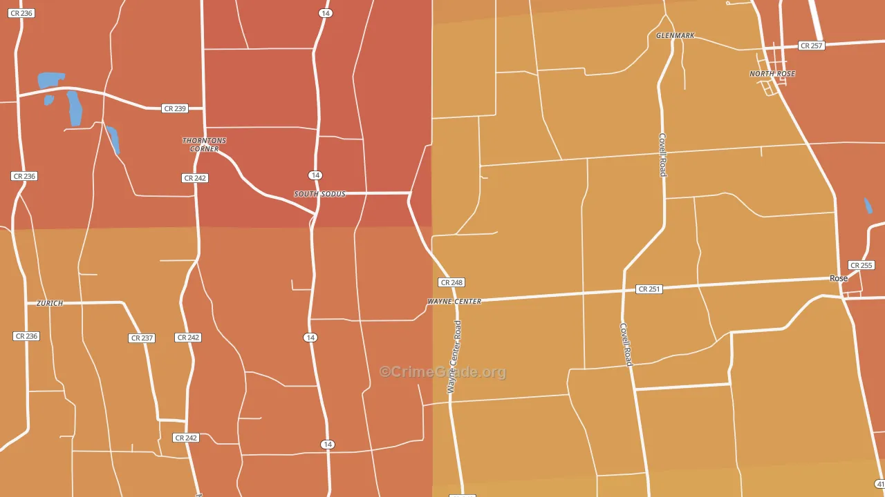 Wayne Center, NY Map of Burglary Rates