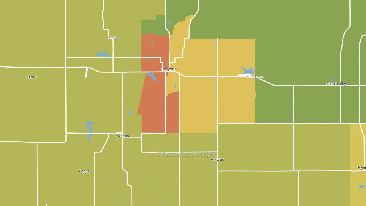 Wayne County, IA Map of Burglary Rates