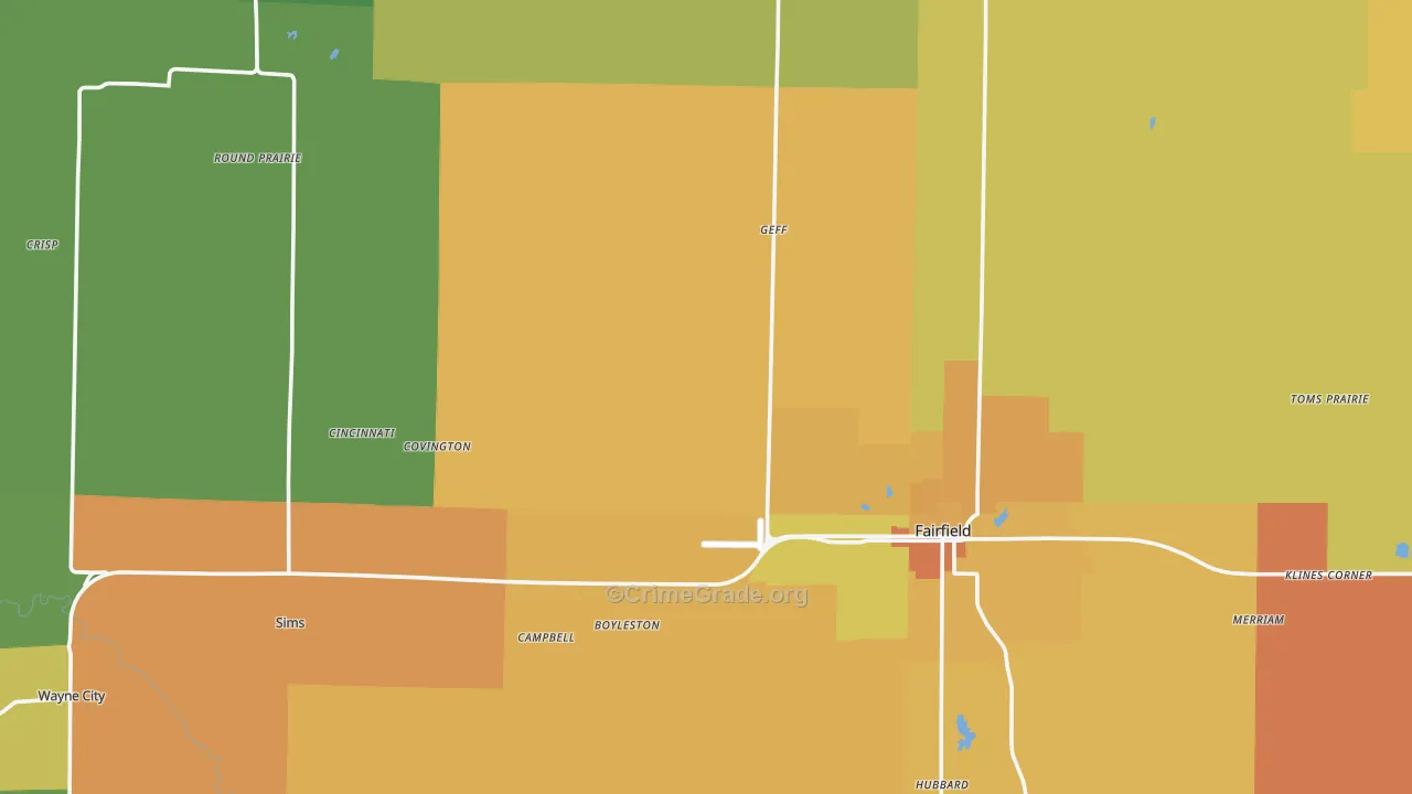 Wayne County, IL Map of Burglary Rates